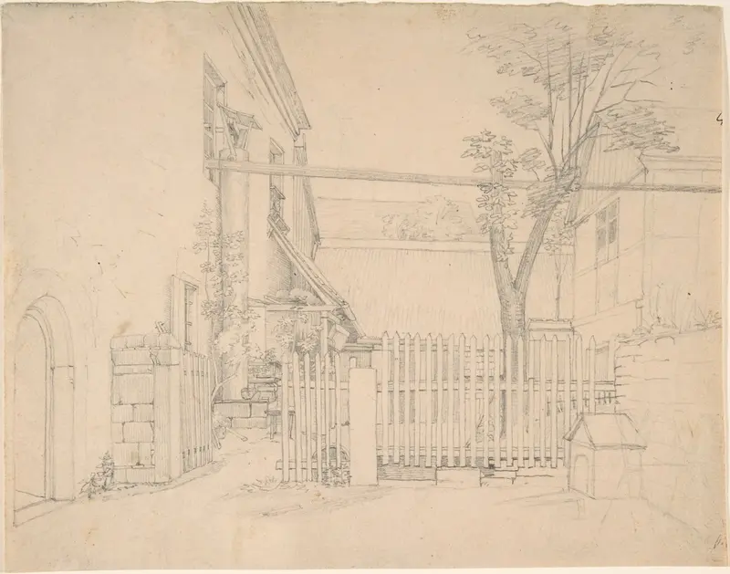 View of a Courtyard in Loschwitz (?) Wall Art by August Heinrich - High-Resolution Digital Print