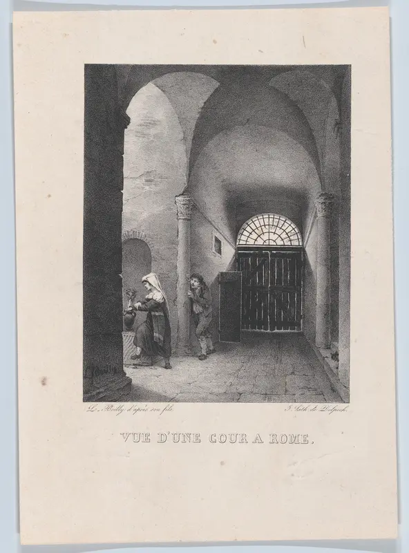 View of a Courtyard in Rome Wall Art by Louis Léopold Boilly - High-Resolution Digital Print