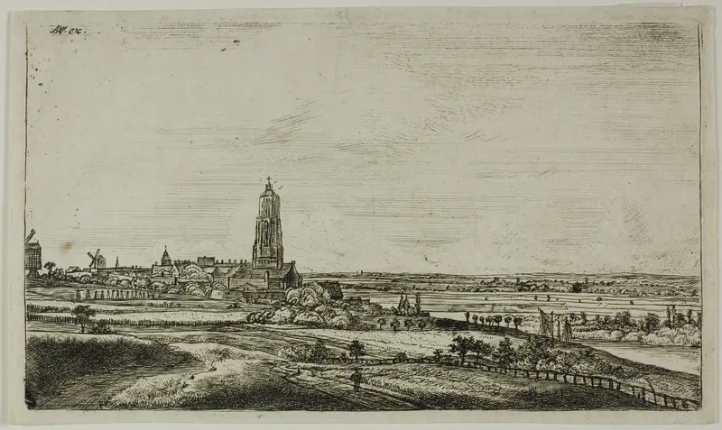 View of a Dutch Town (Rhenan) Wall Art by Anthonie Waterloo - High-Resolution Digital Print