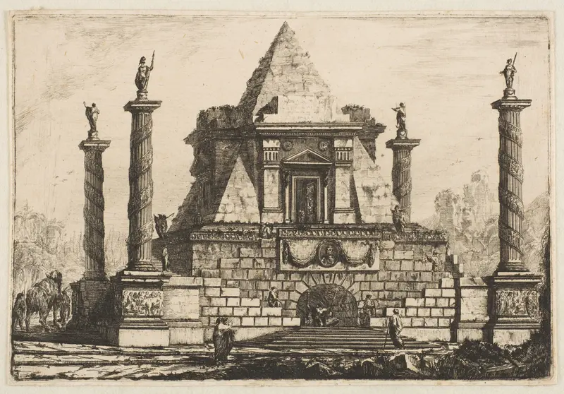 View of a Funerary Monument and Crypt Wall Art by Pierre Moreau - High-Resolution Digital Print