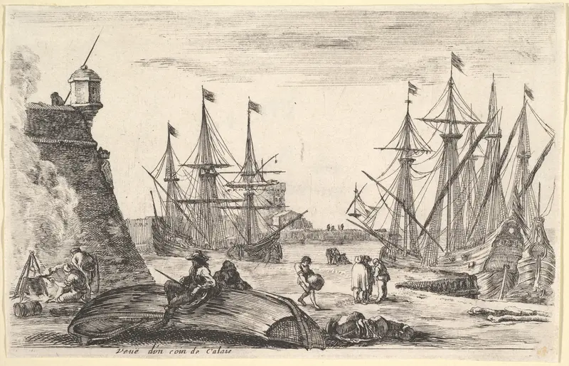 View of a part of Calais (Veue d'un coin de Calais), from "Views of seaports" (Vues de ports de mar) Wall Art by Stefano della Bella - High-Resolution Digital Print