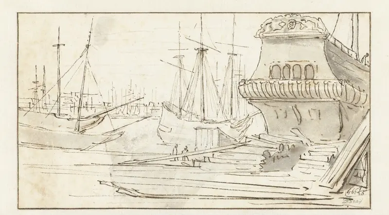 View of a Shipyard in Amsterdam Wall Art by Jan de Bray - High-Resolution Digital Print