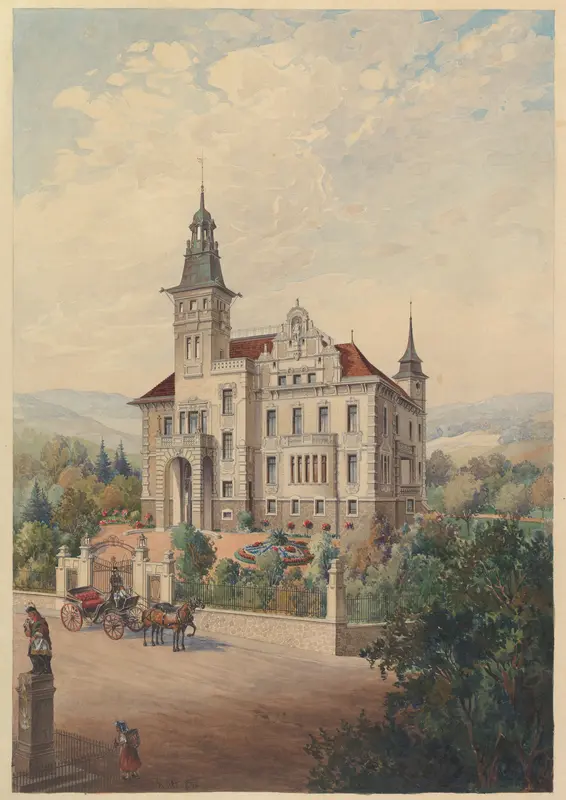 View of a Swiss Villa Wall Art by Rudolf von Alt - High-Resolution Digital Print
