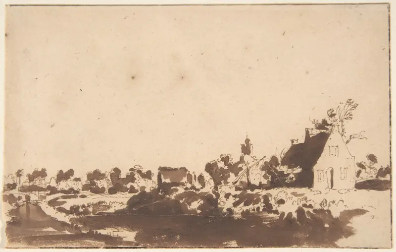 View of a Village ("Wasschout"?) Wall Art by Jan de Bisschop - High-Resolution Digital Print