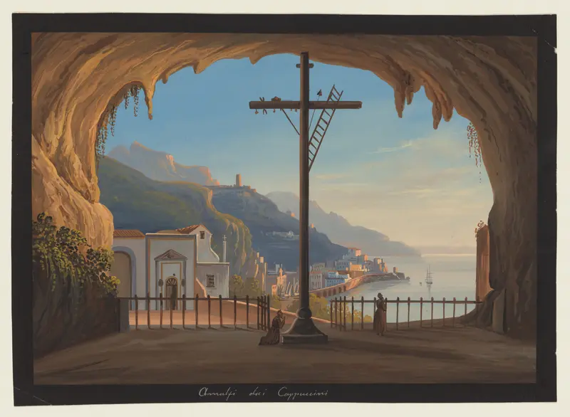 View of Amalfi from the Capuchin Monastery Wall Art by Unknown - High-Resolution Digital Print