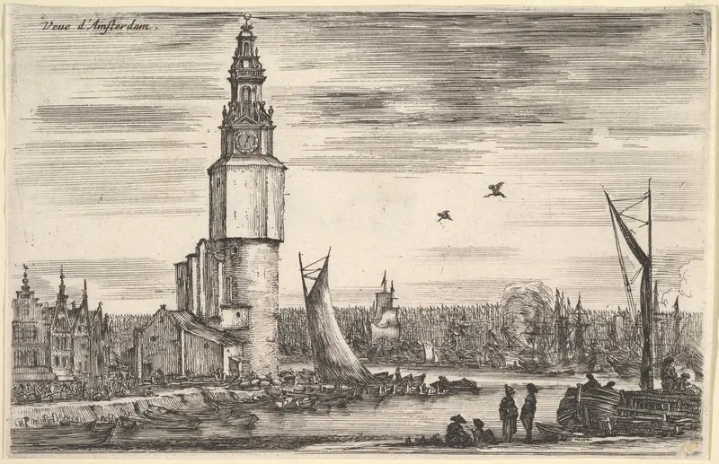 View of Amsterdam (Vue d'Amsterdam), from "Views of seaports" (Vues de ports de mar) Wall Art by Stefano della Bella - High-Resolution Digital Print