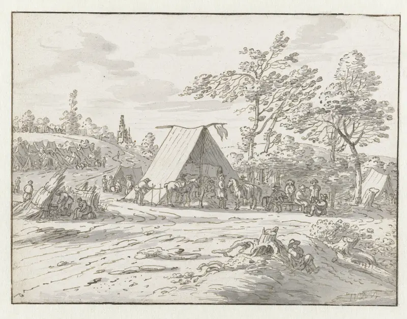 View of an Encampment of the Army of Willem III near Halle, Flemish Brabant Wall Art by Josua de Grave - High-Resolution Digital Print
