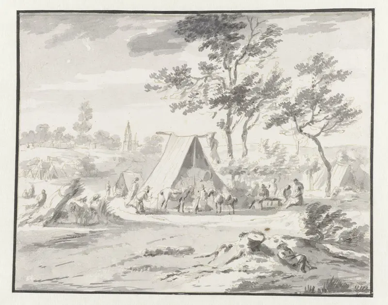View of an Encampment of the Army of Willem III near Halle, Flemish Brabant Wall Art by Unknown - High-Resolution Digital Print