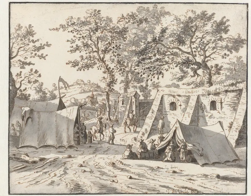 View of an Encampment of the Army of Willem III near Leuven Wall Art by Josua de Grave - High-Resolution Digital Print