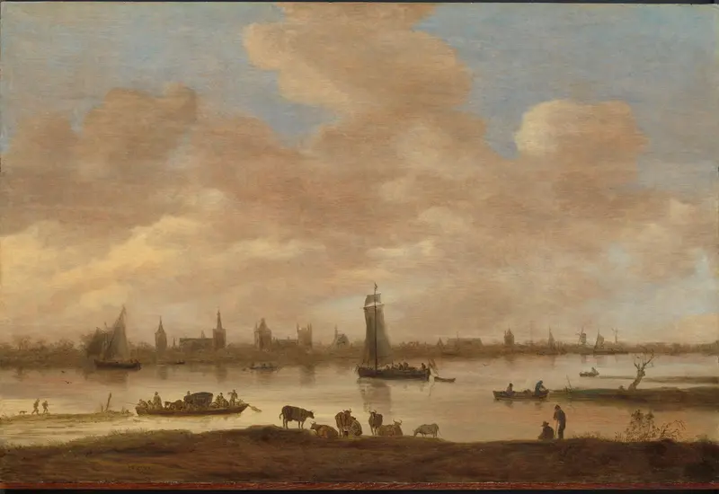 View of an Imaginary Town across a River, with the Tower of Saint Pol in Vianen Wall Art by Unknown - High-Resolution Digital Print