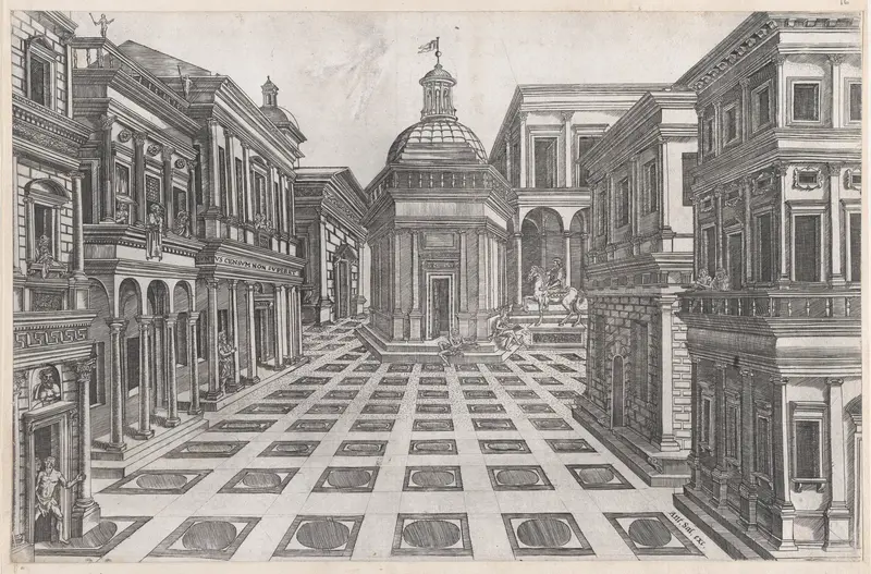 View of Buildings Adjoining the Capitol, from "Speculum Romanae Magnificentiae" Wall Art by Anonymous - High-Resolution Digital Print