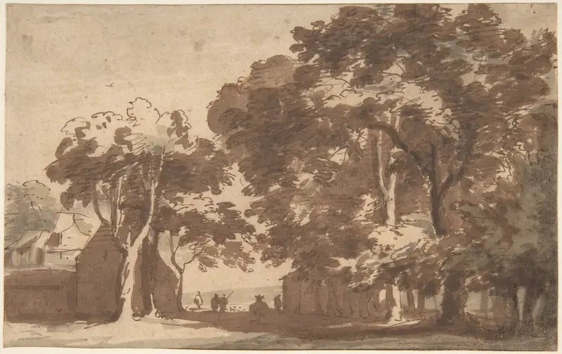 View of Buildings and Linden Trees in Rijswijk Wall Art by Jan de Bisschop - High-Resolution Digital Print
