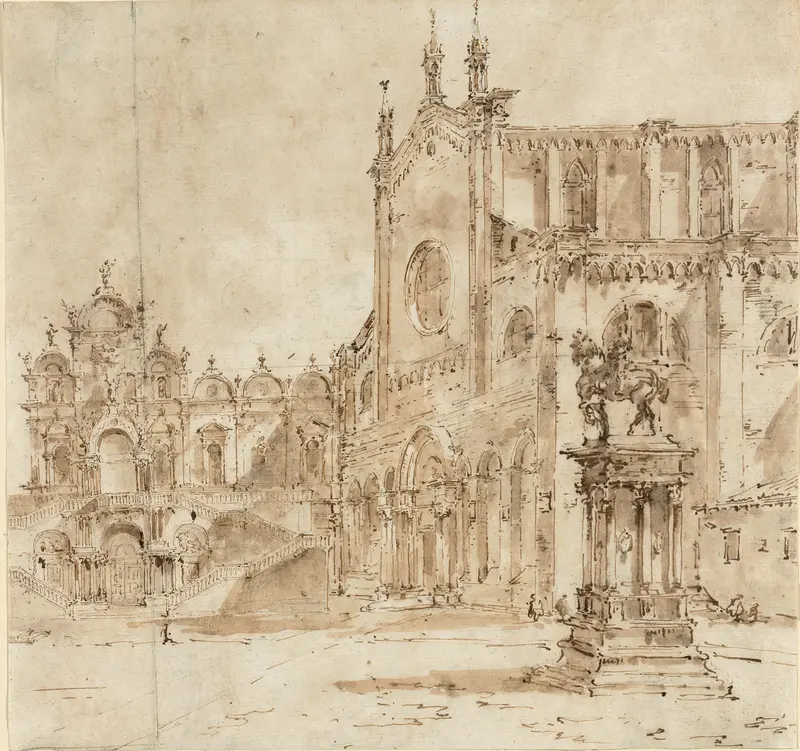 View of Campo San Zanipolo with the Temporary Platform Erected for the Visit of Pope Pius VI Wall Art by Francesco Guardi - High-Resolution Digital Print
