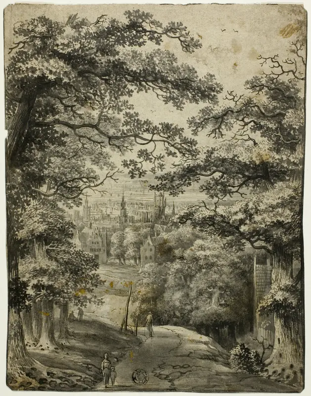View of City from Road on Hill Wall Art by Jan Looten - High-Resolution Digital Print
