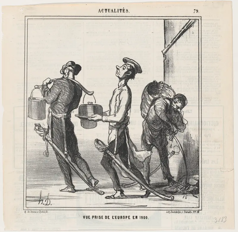 View of Europe in 1900, from "News of the day" Wall Art by Honoré Daumier - High-Resolution Digital Print