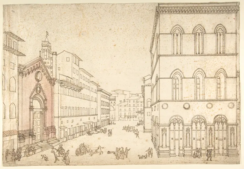 View of Florence: Or San Michele, Towards Piazza della Signoria (Via dei Calzaiuoli) Wall Art by Anonymous, Italian, 18th century - High-Resolution Digital Print