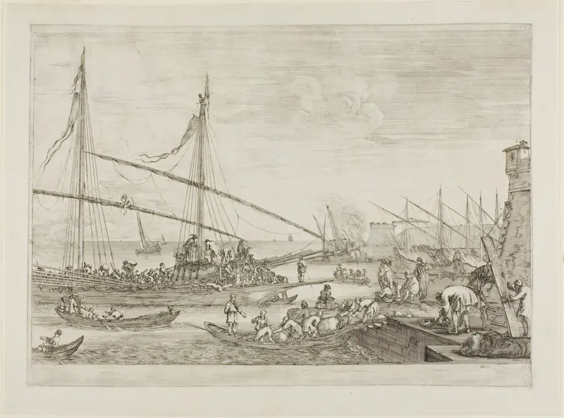 View of Fortifications, from Views of the Port of Livorno Wall Art by Stefano della Bella - High-Resolution Digital Print