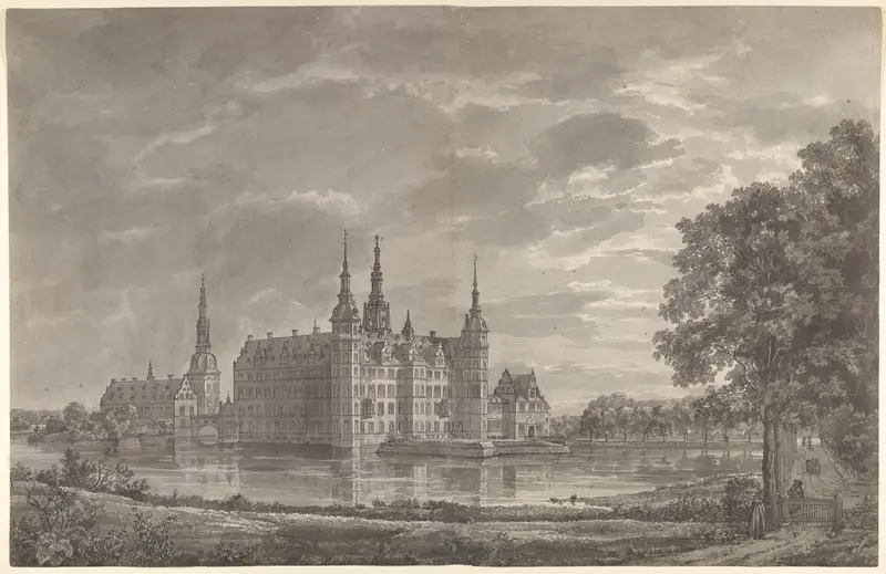 View of Frederiksborg Castle from the Northeast Wall Art by Johan Christian Dahl - High-Resolution Digital Print