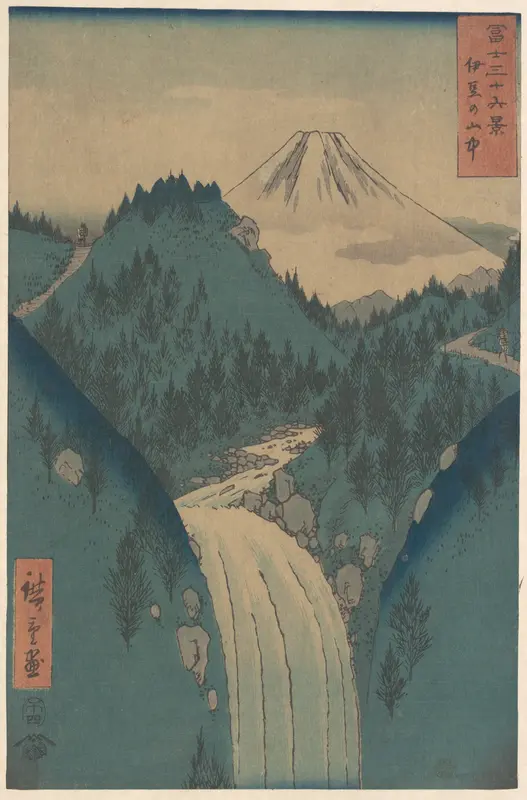 View of Fuji san from the Mountains in the Province of Izu (Izu no Sanchu), from the series Thirty-six Views of Mount Fuji (Fugaku sanjūrokkei)