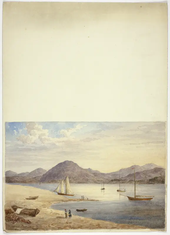 View of Harbor with Four Sailboats Wall Art by Elizabeth Murray - High-Resolution Digital Print