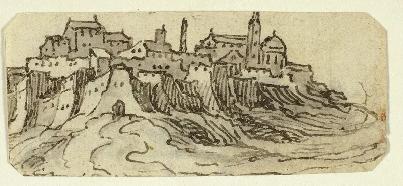 View of Hill Town with Cathedral Wall Art by Unknown artist - High-Resolution Digital Print