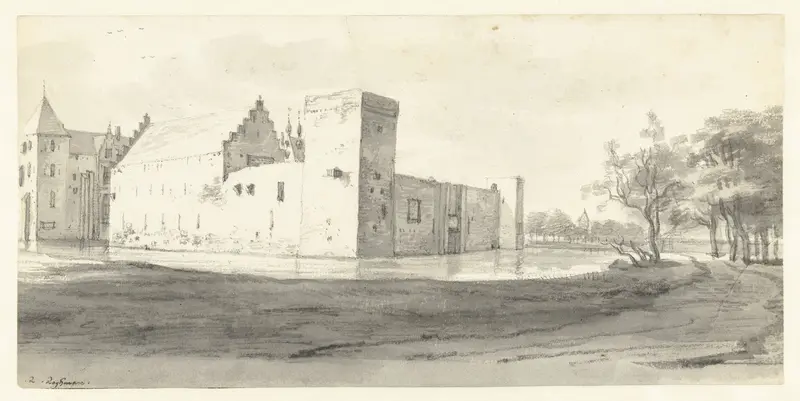 View of Huis te Langerak, with its Outer Defences Wall Art by Roelant Roghman - High-Resolution Digital Print