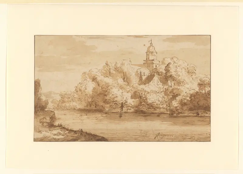 View of Kasteel Nijenrode along the River Vecht, Seen from the North-east Wall Art by Johannes Leupenius - High-Resolution Digital Print