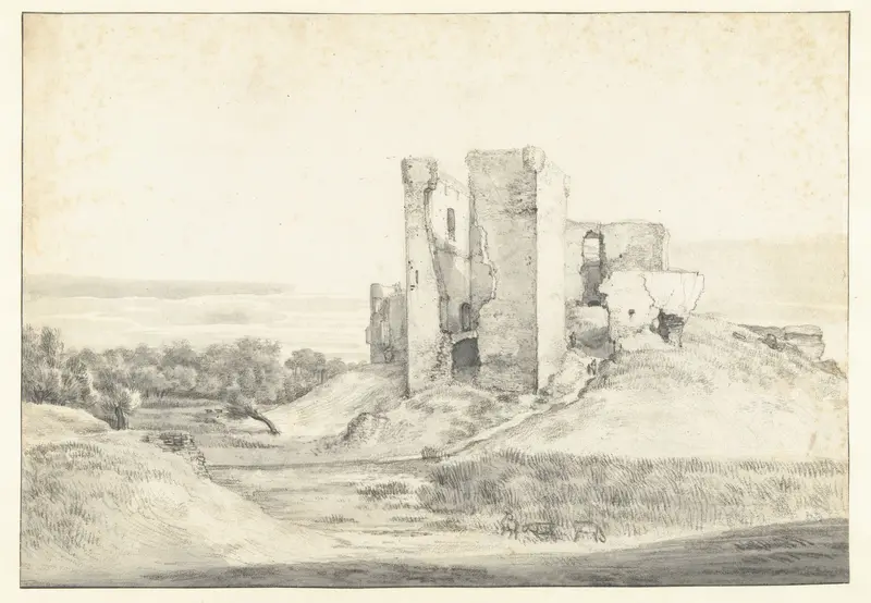 View of Kasteel Oostvoorne, Seen from the West Wall Art by Roelant Roghman - High-Resolution Digital Print