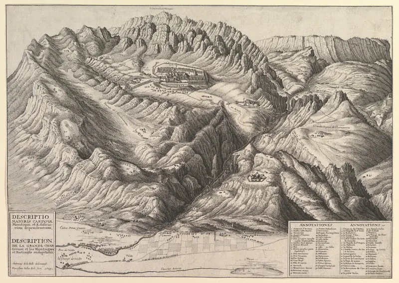 View of La Grande Chartreuse in the French Alps / Descriptio Maioris Cartusiæ Montium, et Ædificiorum dependentium