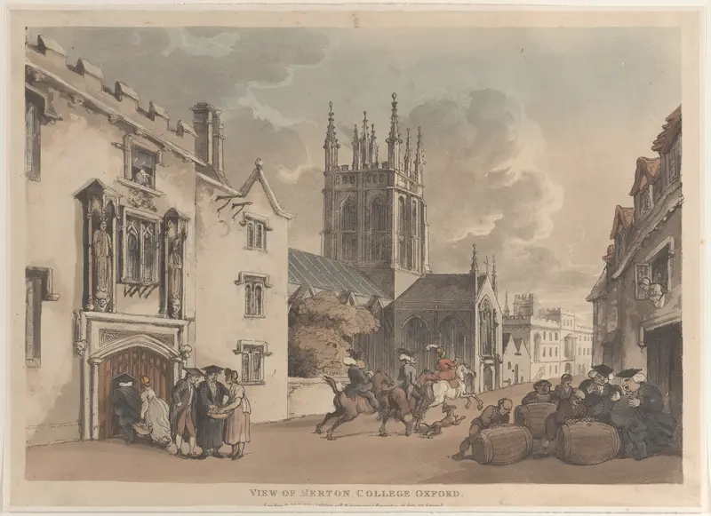 View of Merton College Oxford Wall Art by Thomas Rowlandson - High-Resolution Digital Print