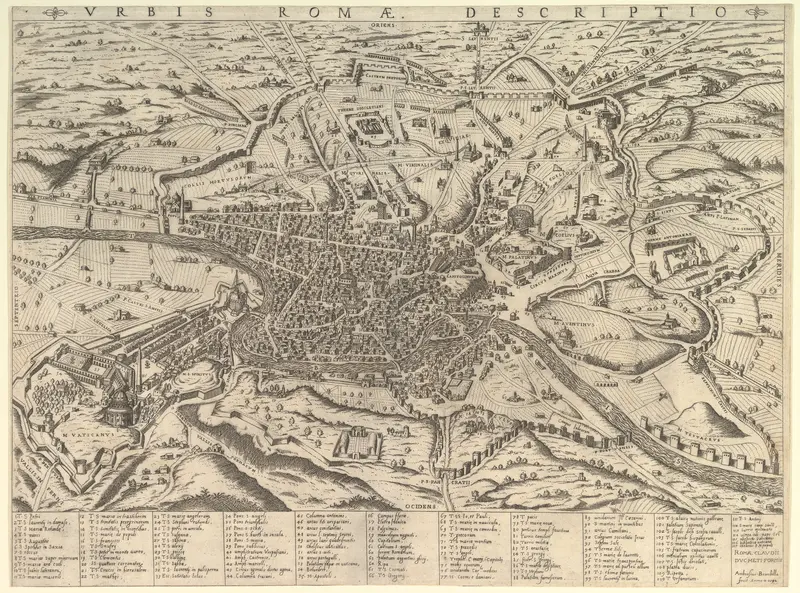 View of Modern Rome from the West, from "Speculum Romanae Magnificentiae" Wall Art by Giovanni Ambrogio Brambilla - High-Resolution Digital Print