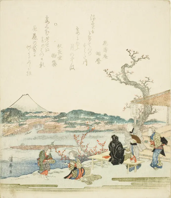 View of Mount Fuji from a tea house