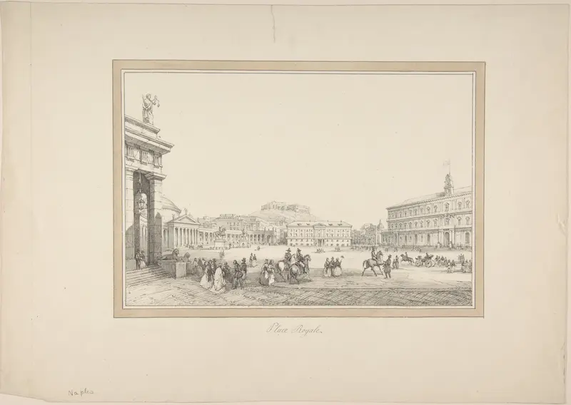 View of Naples: Place Royale Wall Art by Anonymous, French, 19th century - High-Resolution Digital Print