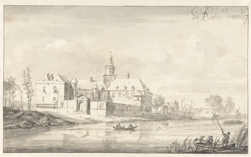 View of Nijenrode Castle on the River Vecht Wall Art by Jan Baptist Weenix - High-Resolution Digital Print
