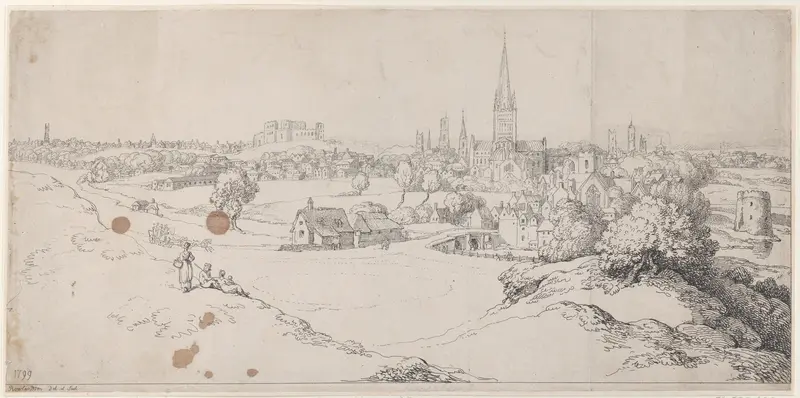 View of Norwich From St. James Hill Wall Art by Thomas Rowlandson - High-Resolution Digital Print