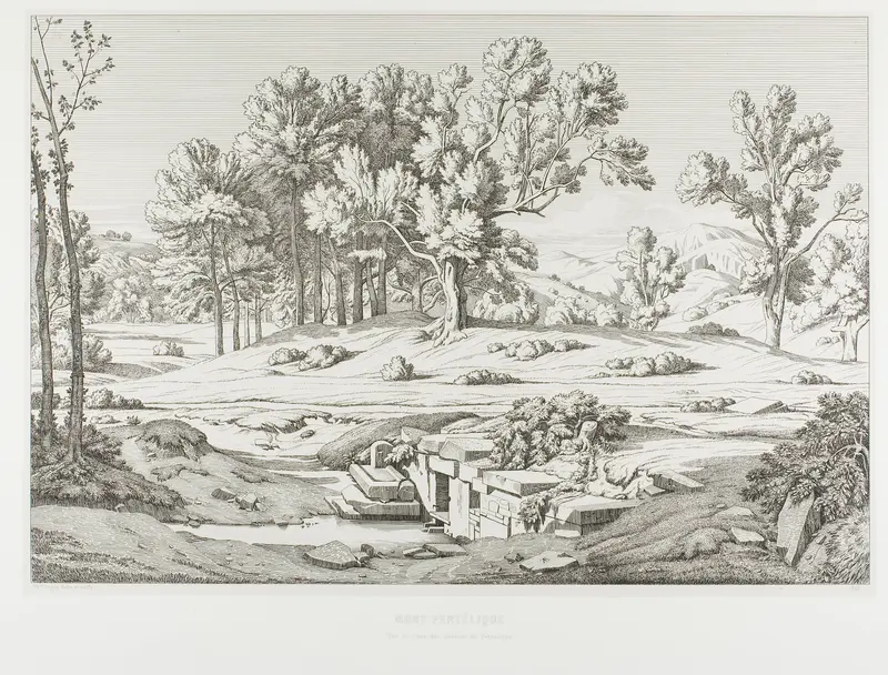 View of One of the Springs of Mount Pentéli Wall Art by Théodore Caruelle d' Aligny - High-Resolution Digital Print