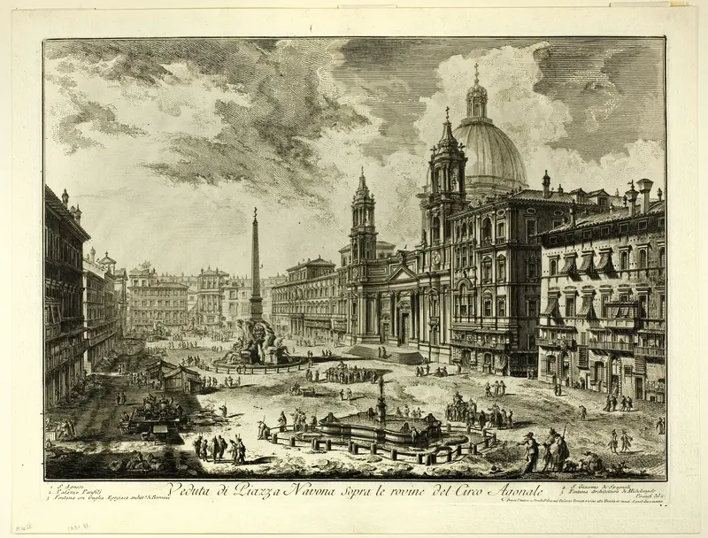 View of Piazza Navona above the ruins of the Circus of Domitian, from Views of Rome
