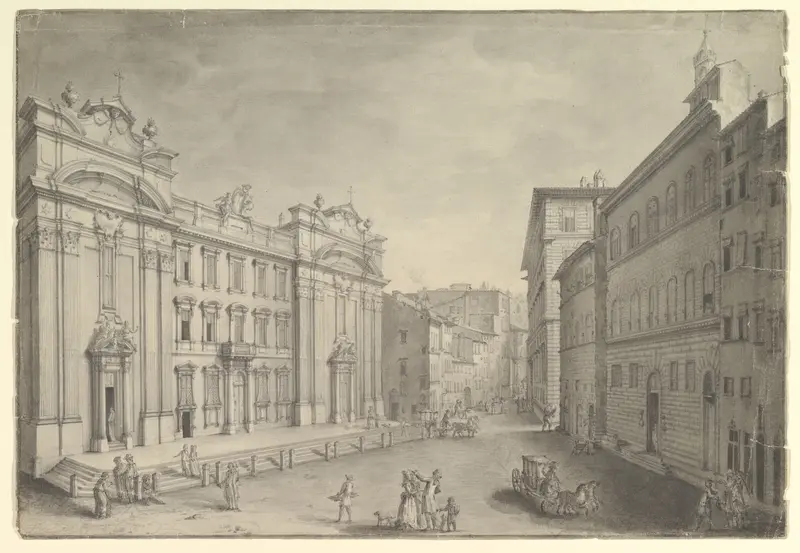 View of Piazza San Firenze and the church of San Firenze, Florence, view toward Arno Wall Art by Anonymous, Italian, mid-18th century - High-Resolution Digital Print
