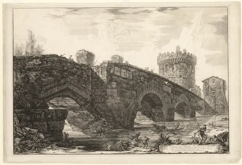 View of Ponte Lugano on the Anio, from Views of Rome Wall Art by Giovanni Battista Piranesi - High-Resolution Digital Print