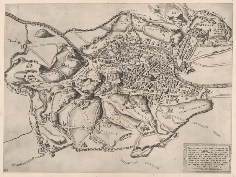 View of Rome from the East, from "Speculum Romanae Magnificentiae" Wall Art by Nicolas Beatrizet - High-Resolution Digital Print