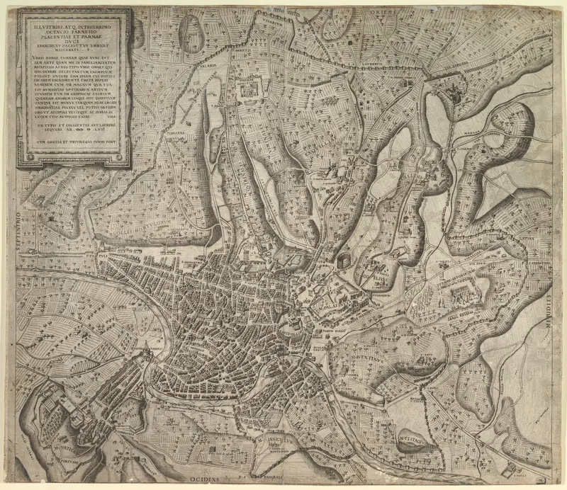 View of Rome from the West, from "Speculum Romanae Magnificentiae" Wall Art by Nicolas Beatrizet - High-Resolution Digital Print