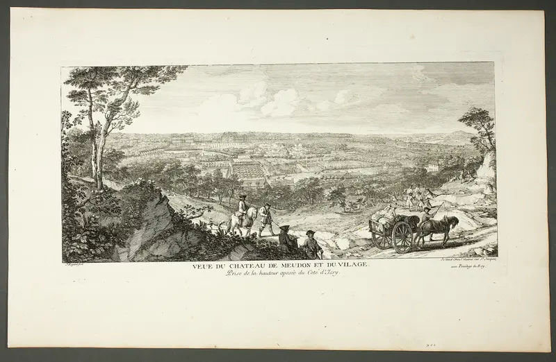 View of Royal Palace of Meudon and Village (Vue du Chateau de Meduon et du village), from the series Le Château de Meudon Wall Art by Jacques Rigaud - High-Resolution Digital Print