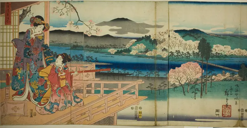 View of Sagano (Sagano fukei), from the series "A Modern Genji Picture Contest (Furyu Genji e-awase)"