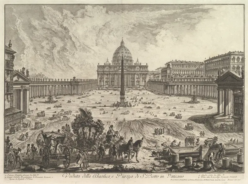View of St. Peter's Basilica and Piazza in the Vatican, from Vedute di Roma (Roman Views)