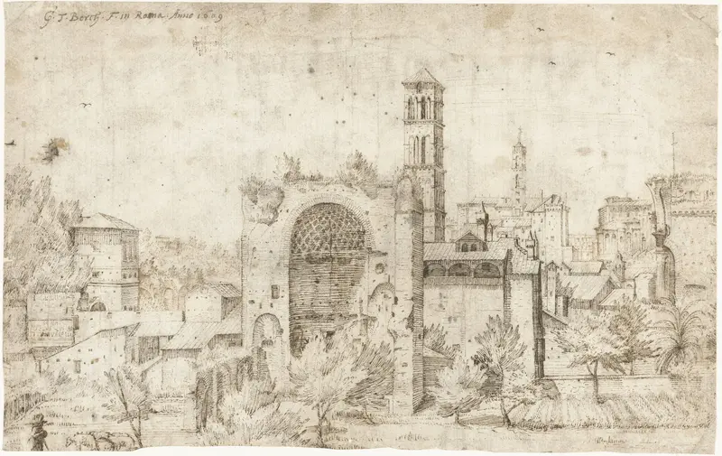 View of the apse of the Temple of Venus and Roma and the convent of S. Maria Nova, Rome Wall Art by Unknown - High-Resolution Digital Print