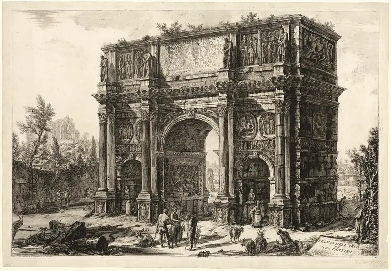 View of the Arch of Constantine, from Views of Rome Wall Art by Giovanni Battista Piranesi - High-Resolution Digital Print