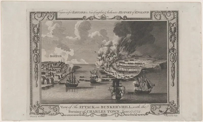 View of the Attack on Bunker's Hill, with the Burning of Charles Town, June 17, 1775 Wall Art by John Lodge - High-Resolution Digital Print