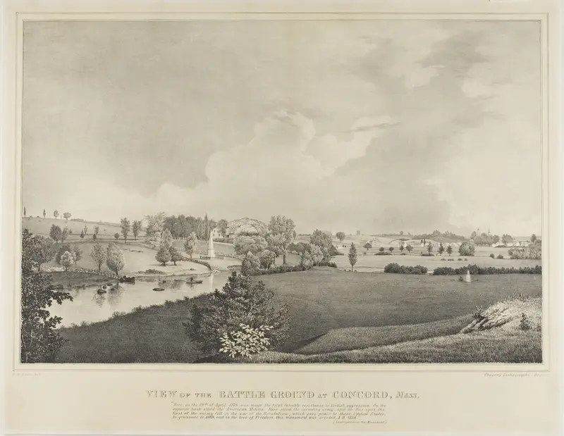 View of the Battle Ground at Concord, Massachusetts Wall Art by Fitz Henry Lane - High-Resolution Digital Print