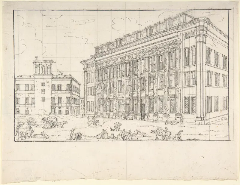 View of the Borsa, Rome Wall Art by Anonymous, Italian, 18th century - High-Resolution Digital Print