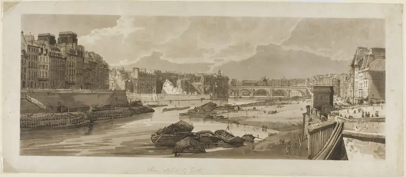 View of the City with the Louvre, etc., taken from Pont Marie, from A Selection of Twenty of the Most Picturesque Views in Paris Wall Art by Thomas Girtin - High-Resolution Digital Print